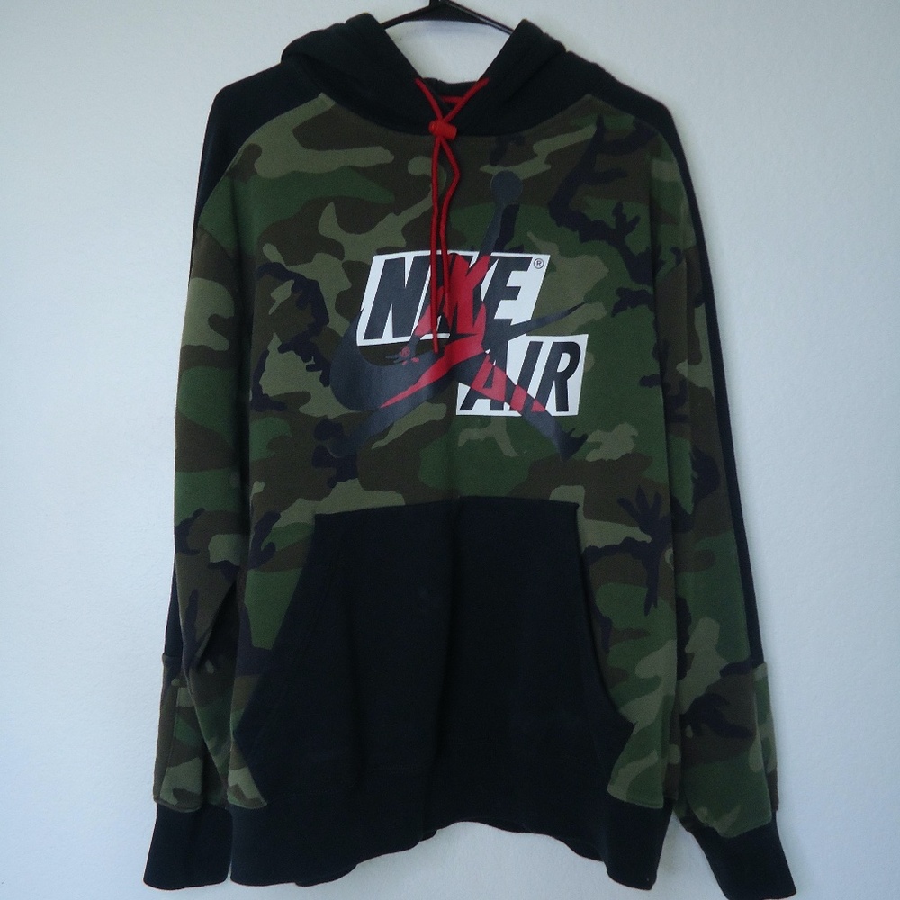 Nike Air Jordan Camo Print (Olive Green) Hoodie/Sweatshirt/Pullover - Size L